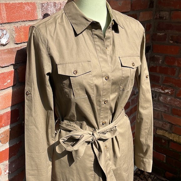 Banana Republic Army Green Belted Shirt Dress size 6 - Picture 2 of 6